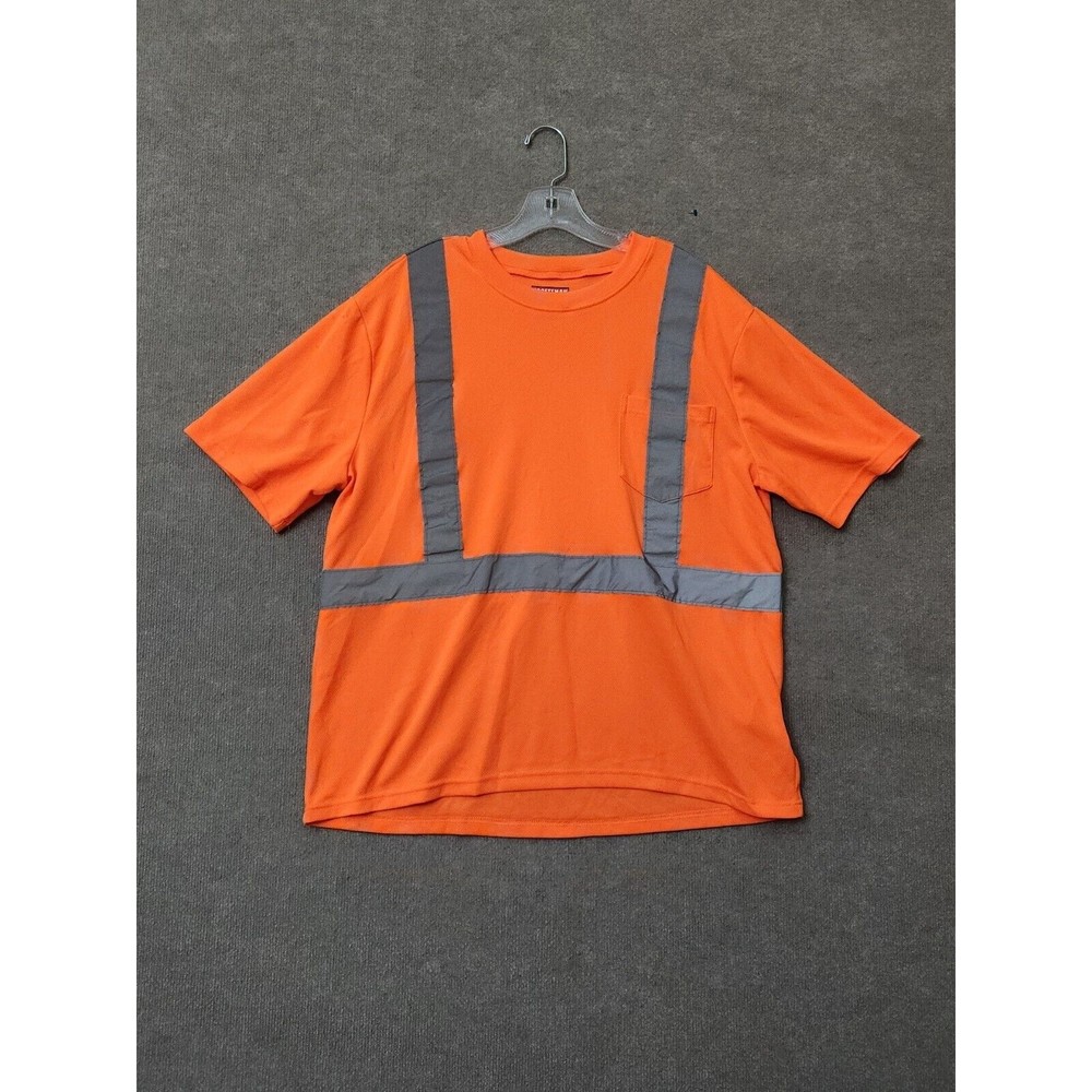Craftsman High Visibility Work Shirt Mens XL Neon Orange Reflective Short Sleeve